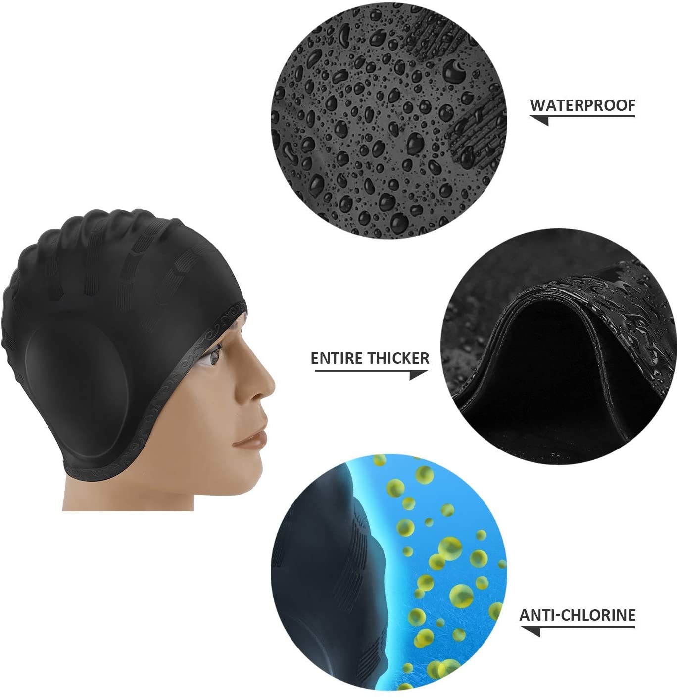 성인 수영 모자 남자 여자 실리콘 풀 모자 귀는 긴 짧 - Aquatic Sports Cap 리뷰 및 가격