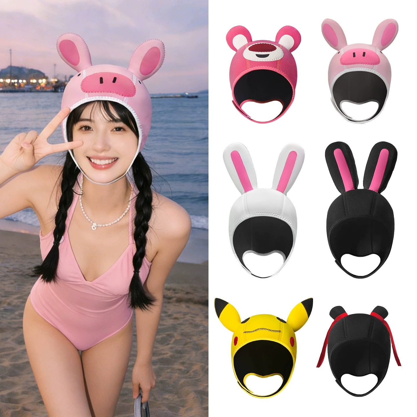 3mm 네오프렌 귀여운 만화 캐릭터 열 보온 다이빙 캡 - Aquatic Sports Cap 리뷰 및 가격