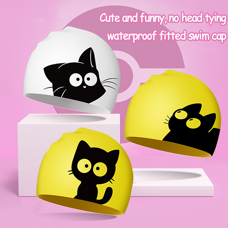 긴 머리 귀를위한 귀여운 고양이 수영 모자 어린이를 보 - Aquatic Sports Cap 리뷰 및 가격